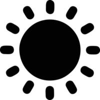 icono de sol en fondo blanco, ilustración del símbolo de icono de sol en negro sobre fondo blanco vector