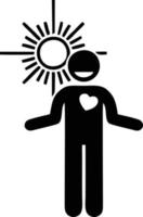 icono de sol en fondo blanco, ilustración del símbolo de icono de sol en negro sobre fondo blanco vector