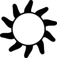 icono de sol en fondo blanco, ilustración del símbolo de icono de sol en negro sobre fondo blanco vector