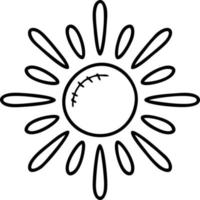 icono de sol en fondo blanco, ilustración del símbolo de icono de sol en negro sobre fondo blanco vector