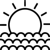 icono de sol en fondo blanco, ilustración del símbolo de icono de sol en negro sobre fondo blanco vector