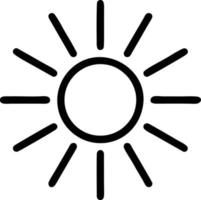 icono de sol en fondo blanco, ilustración del símbolo de icono de sol en negro sobre fondo blanco vector