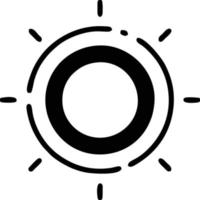 icono de sol en fondo blanco, ilustración del símbolo de icono de sol en negro sobre fondo blanco vector