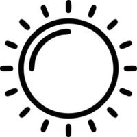 icono de sol en fondo blanco, ilustración del símbolo de icono de sol en negro sobre fondo blanco vector