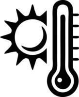 icono de sol en fondo blanco, ilustración del símbolo de icono de sol en negro sobre fondo blanco vector