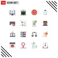 16 Flat Color concept for Websites Mobile and Apps computers result button report card power Editable Pack of Creative Vector Design Elements