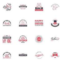 16 Black and Pink Happy Fathers Day Design Collection A set of twelve brown colored vintage style Fathers Day Designs on light background Editable Vector Design Elements