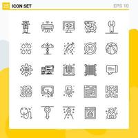 Collection of 25 Universal Line Icons Icon Set for Web and Mobile vector