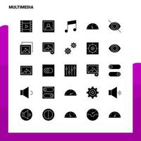 25 Multimedia Icon set Solid Glyph Icon Vector Illustration Template For Web and Mobile Ideas for business company