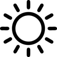 icono de sol en fondo blanco, ilustración del símbolo de icono de sol en negro sobre fondo blanco vector