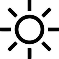 icono de sol en fondo blanco, ilustración del símbolo de icono de sol en negro sobre fondo blanco vector