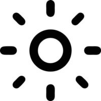 icono de sol en fondo blanco, ilustración del símbolo de icono de sol en negro sobre fondo blanco vector