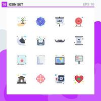 Group of 16 Modern Flat Colors Set for moon success share market goal Editable Pack of Creative Vector Design Elements