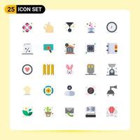 Group of 25 Flat Colors Signs and Symbols for timer clock technology alert mail Editable Vector Design Elements