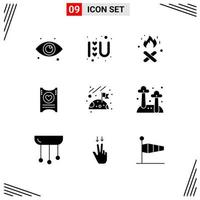 conjunto de 9 iconos de interfaz de usuario modernos símbolos signos para bandera espacial fuego boda amor elementos de diseño vectorial editables vector