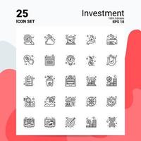 25 conjunto de iconos de inversión 100 archivos eps 10 editables concepto de logotipo de empresa ideas diseño de icono de línea vector