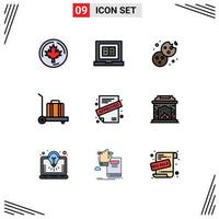 9 iconos creativos signos y símbolos modernos de elementos de diseño de vectores editables de equipaje de aplicaciones de horneado aprobados por chimenea