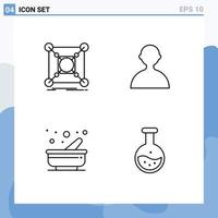 User Interface Pack of 4 Basic Filledline Flat Colors of base kitchen data user pestle Editable Vector Design Elements