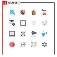 User Interface Pack of 16 Basic Flat Colors of delivery achievement bag security car Editable Pack of Creative Vector Design Elements