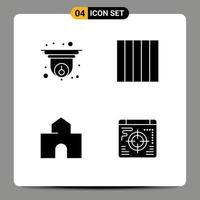 Solid Glyph Pack of 4 Universal Symbols of cam landmark information architecture web Editable Vector Design Elements