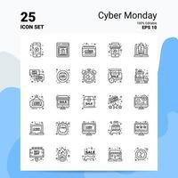 25 Cyber Monday Icon Set 100 Editable EPS 10 Files Business Logo Concept Ideas Line icon design vector