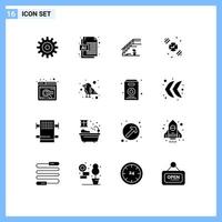 Pack of 16 creative Solid Glyphs of search find upstairs timer watch Editable Vector Design Elements
