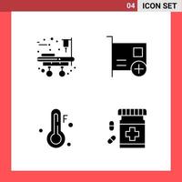 4 Icon Pack Solid Style Glyph Symbols on White Background Simple Signs for general designing vector