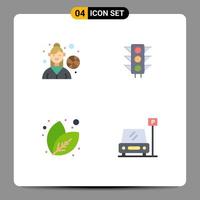 4 Thematic Vector Flat Icons and Editable Symbols of basketball player plant trafic road parking Editable Vector Design Elements