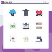 9 Creative Icons Modern Signs and Symbols of management hardware badge cpu chip Editable Vector Design Elements