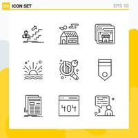 Collection of 9 Universal Line Icons Icon Set for Web and Mobile Creative Black Icon vector background