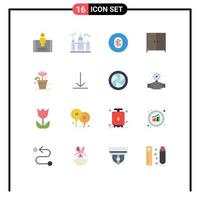 Flat Color Pack of 16 Universal Symbols of plant growth communication wardrobe furniture Editable Pack of Creative Vector Design Elements