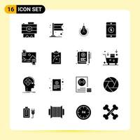 16 Creative Icons for Modern website design and responsive mobile apps 16 Glyph Symbols Signs on White Background 16 Icon Pack vector