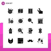 Glyph Icon set Pack of 16 Solid Icons isolated on White Background for responsive Website Design Print and Mobile Applications vector