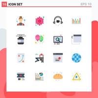 User Interface Pack of 16 Basic Flat Colors of tram air cap down line Editable Pack of Creative Vector Design Elements