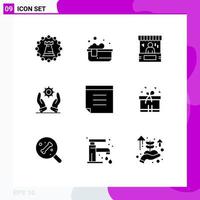 User Interface Pack of 9 Basic Solid Glyphs of modern business relaxing bath payment commerce Editable Vector Design Elements