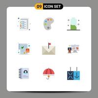 9 iconos creativos, signos y símbolos modernos de contacto, pedido en línea, cargo, compra, elementos de diseño vectorial editables móviles vector