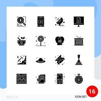 16 Universal Solid Glyphs Set for Web and Mobile Applications school internet antenna education science Editable Vector Design Elements