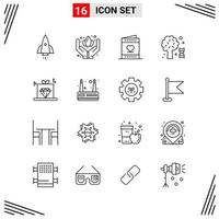 16 Icons Line Style Grid Based Creative Outline Symbols for Website Design Simple Line Icon Signs Isolated on White Background 16 Icon Set vector