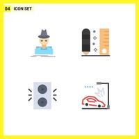 conjunto moderno de 4 iconos planos pictograma de escala de detective espía dibujar vacaciones elementos de diseño vectorial editables vector