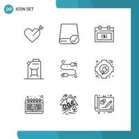 Group of 9 Modern Outlines Set for computer oil calendar fuel date Editable Vector Design Elements