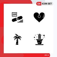 Editable Vector Line Pack of 4 Simple Solid Glyphs of clip gift secure love tree Editable Vector Design Elements