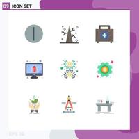 Modern Set of 9 Flat Colors and symbols such as gear security box screen bug Editable Vector Design Elements