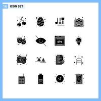 Pictogram Set of 16 Simple Solid Glyphs of film theatre hotel mask web Editable Vector Design Elements