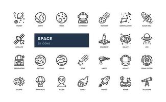 space astronomy galaxy constellation education school cosmos detailed outline icon set. simple vector illustration