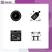 Set of 4 Modern UI Icons Symbols Signs for clock web packages offer design Editable Vector Design Elements