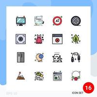 16 Universal Flat Color Filled Line Signs Symbols of video cinema exam web line Editable Creative Vector Design Elements