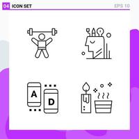 Set of 4 icons in Line style Creative Outline Symbols for Website Design and Mobile Apps Simple Line Icon Sign Isolated on White Background 4 Icons Creative Black Icon vector background