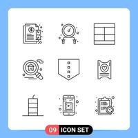 9 Line Black Icon Pack Outline Symbols for Mobile Apps isolated on white background 9 Icons Set Creative Black Icon vector background