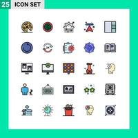 paquete de 25 modernos signos y símbolos de colores planos de línea rellena para medios de impresión web, como flechas de carga creativas de cuadrícula de copia de seguridad, elementos de diseño de vectores editables