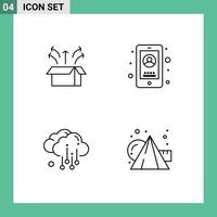 Stock Vector Icon Pack of 4 Line Signs and Symbols for release cloud open box mobile weather Editable Vector Design Elements
